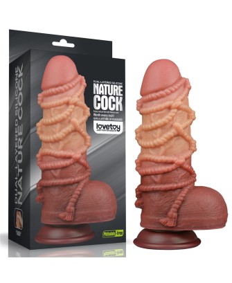 9.5'' Dual layered Platinum Silicone Cock with Rope