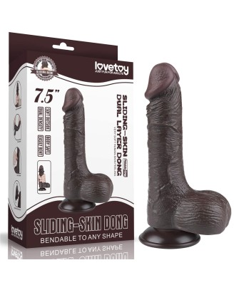 7.5'' Sliding Skin Dual Layer Dong - Czarne Realistyczne Dildo - 19 cm