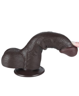 7.5'' Sliding Skin Dual Layer Dong - Czarne Realistyczne Dildo - 19 cm