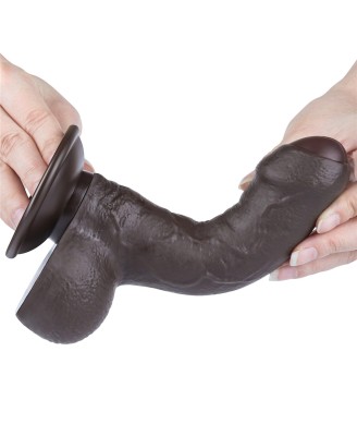 7'' Sliding Skin Dual Layer Dong - Czarne Realistyczne Dildo - 17,8 cm