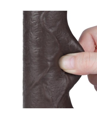 7'' Sliding Skin Dual Layer Dong - Czarne Realistyczne Dildo - 17,8 cm