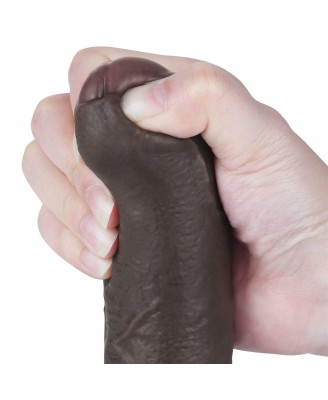 7'' Sliding Skin Dual Layer Dong - Czarne Realistyczne Dildo - 17,8 cm