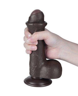 7'' Sliding Skin Dual Layer Dong - Czarne Realistyczne Dildo - 17,8 cm