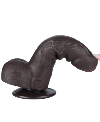 7'' Sliding Skin Dual Layer Dong - Czarne Realistyczne Dildo - 17,8 cm