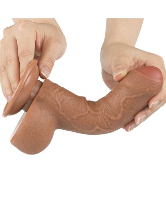7'' Sliding Skin Dual Layer Dong - Brązowe Realistyczne Dildo 17,8 cm
