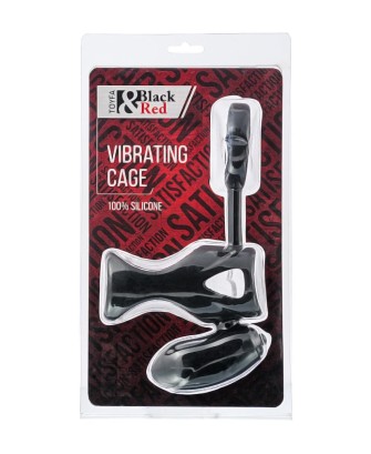 Black & Red, Penis ring with vibration, clitoral stimulation, silicone, black 14.5 cm
