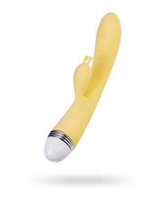 Vibrator with clitoral stimulator Flovetta by Toyfa Aster, silicone, yellow, 22 cm