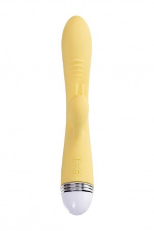 Vibrator with clitoral stimulator Flovetta by Toyfa Aster, silicone, yellow, 22 cm