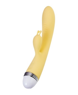 Vibrator with clitoral stimulator Flovetta by Toyfa Aster, silicone, yellow, 22 cm