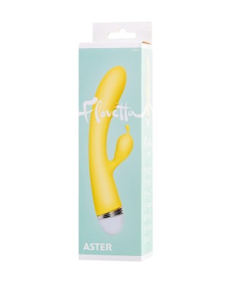 Vibrator with clitoral stimulator Flovetta by Toyfa Aster, silicone, yellow, 22 cm