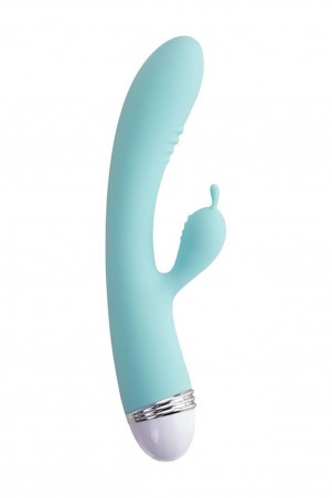 Vibrator with clitoral stimulator Flovetta by Toyfa Iris, silicone, mint, 22 cm