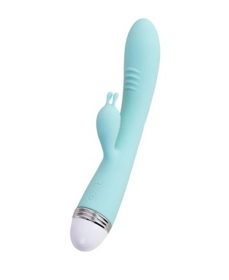 Vibrator with clitoral stimulator Flovetta by Toyfa Iris, silicone, mint, 22 cm