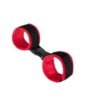 Anonymo handcuffs, velour, red, 29 cm