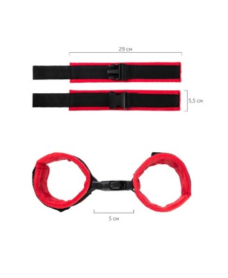 Anonymo handcuffs, velour, red, 29 cm