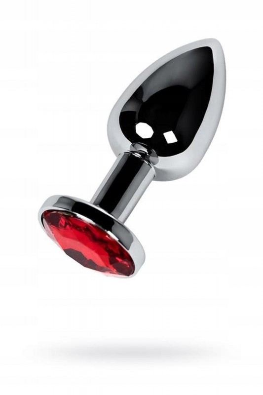 Silver anal plug with  red gem