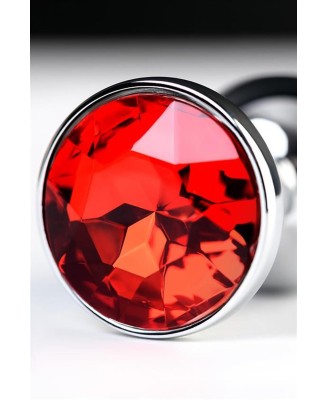 Silver anal plug with  red gem