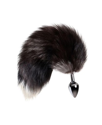 Silver anal plug with a fox tail