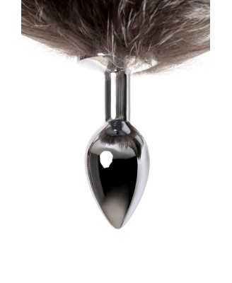 Silver anal plug with a fox tail