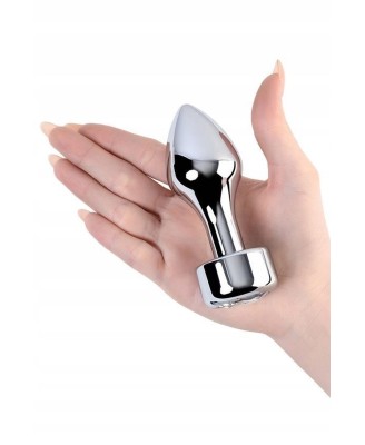 Silver anal plug TOYFA Metal with white round-shaped gem