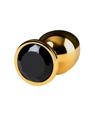 Gold anal plug TOYFA Metal with pink round-shaped gem