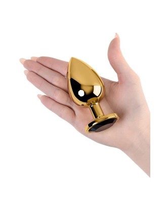 Gold anal plug TOYFA Metal with pink round-shaped gem