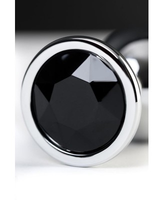 Silver anal plug TOYFA Metal with black round-shaped gem