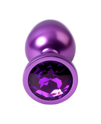 Purple anal plug TOYFA Metal,with a amethyst colored gem