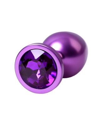 Purple anal plug TOYFA Metal,with a amethyst colored gem