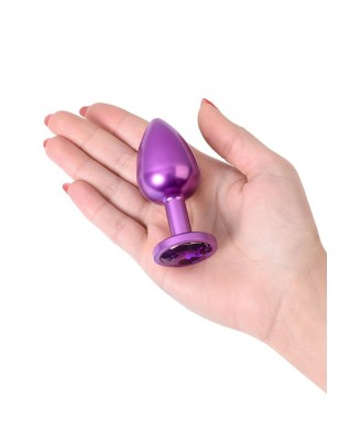Purple anal plug TOYFA Metal,with a amethyst colored gem