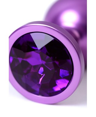 Purple anal plug TOYFA Metal,with a amethyst colored gem