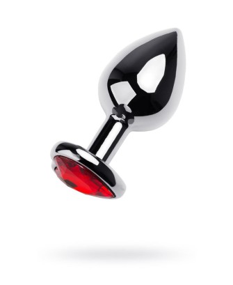 Silver anal plug TOYFA Metal with red heart-shaped gem