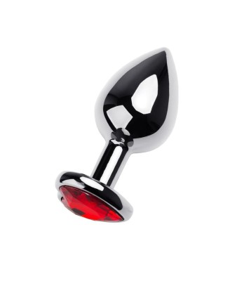 Silver anal plug TOYFA Metal with red heart-shaped gem