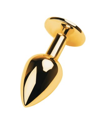 Golden anal plug TOYFA Metal,with a tourmaline colored gem