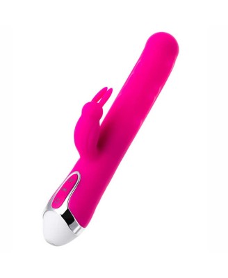 JOS BALLE, Vibrator with clitoral stimulator with moving balls, silicone, pink, 23 cm