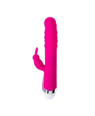 JOS BALLE, Vibrator with clitoral stimulator with moving balls, silicone, pink, 23 cm
