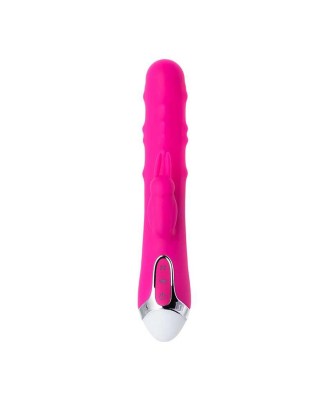 JOS BALLE, Vibrator with clitoral stimulator with moving balls, silicone, pink, 23 cm