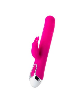 JOS BALLE, Vibrator with clitoral stimulator with moving balls, silicone, pink, 23 cm