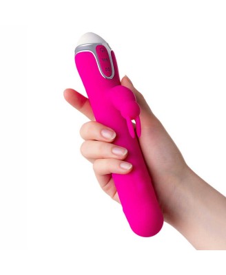 JOS BALLE, Vibrator with clitoral stimulator with moving balls, silicone, pink, 23 cm