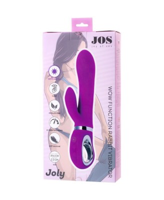 JOS JOLY, Vibrator with clitoral stimulator with WOW mode, silicone, fuchsia, 19.6 cm