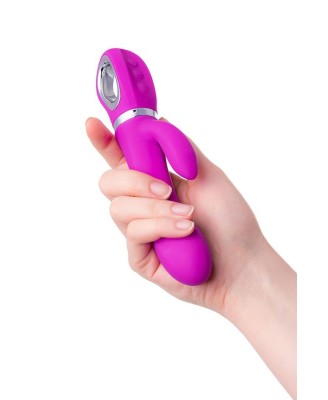 JOS JOLY, Vibrator with clitoral stimulator with WOW mode, silicone, fuchsia, 19.6 cm