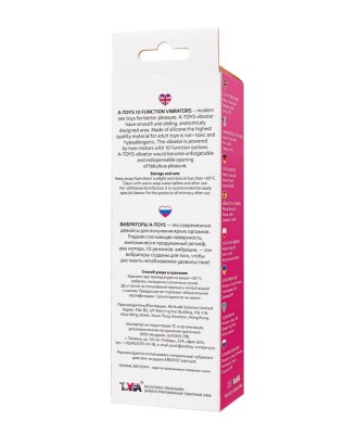 A-TOYS, Vibrator Lilu with Clitoral Stimulator, Silicone, Pink, 20 cm, 10 speeds, 2xAAA
