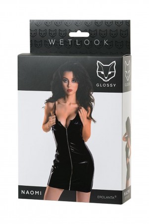 Wetlook black dress NAOMI - black S