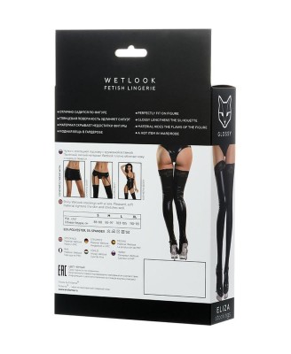 Glossy Shiny Wetlook stockings with a lace ELIZA - black L