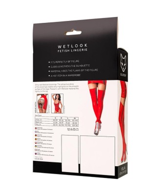 Wetlook Glossy Isla stockings - red L