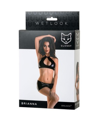 Wetlook shiny set BRIANNA - black L