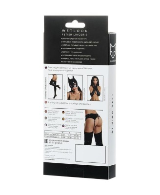 Glossy belt for stockings and panties ALMIRA - black M