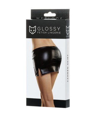 Glossy Shiny Wetlook skirt CAMREN - black L