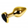 Gold Heart Plug Black - Korek Analny - Serduszko