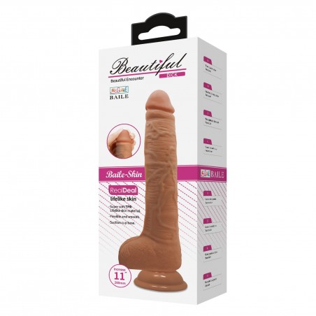 Baile Beautiful Dick Realistyczne Karmelowe Dildo z Jądrami 28 cm