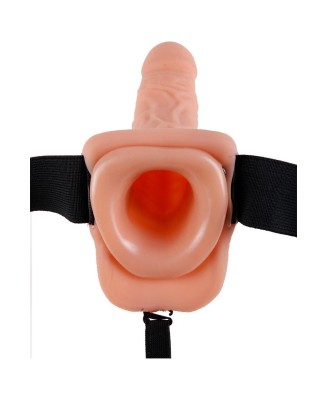 FETISH FANTASY SERIES 7 INCH VIBRATING HOLLOW STRAP-ON WITH BALLS LIGHT